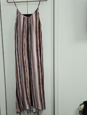 Striped Pink and Black Maxi Slip Dress